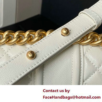 CHANEL Grained Shiny Calfskin  &  Gold-Tone Metal White Small BOY Handbag A67085 2025